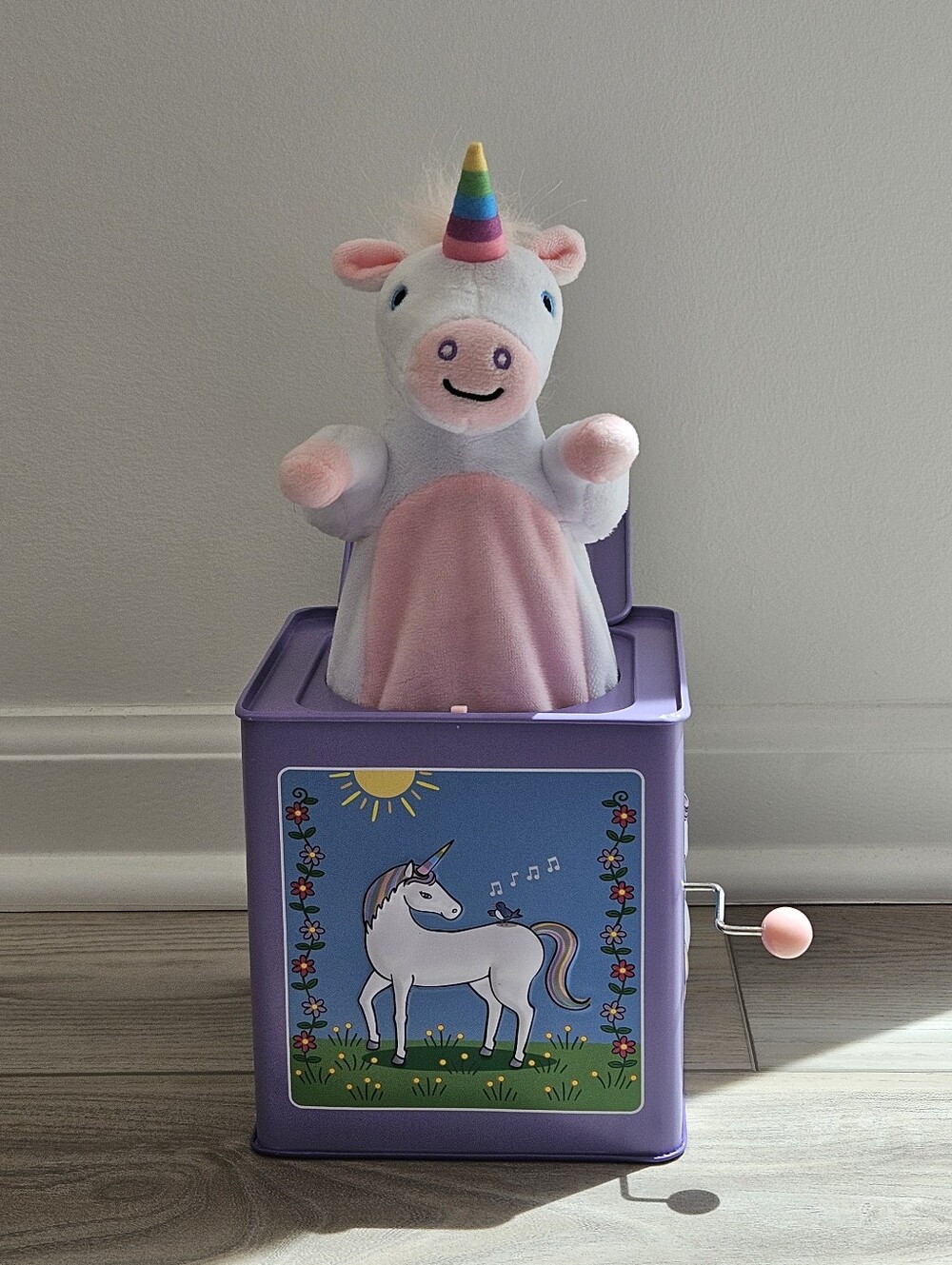Jack Rabbit Creations Unicorn Jack-in-the-Box Musical Tin Toy Plush Rainbow 2018